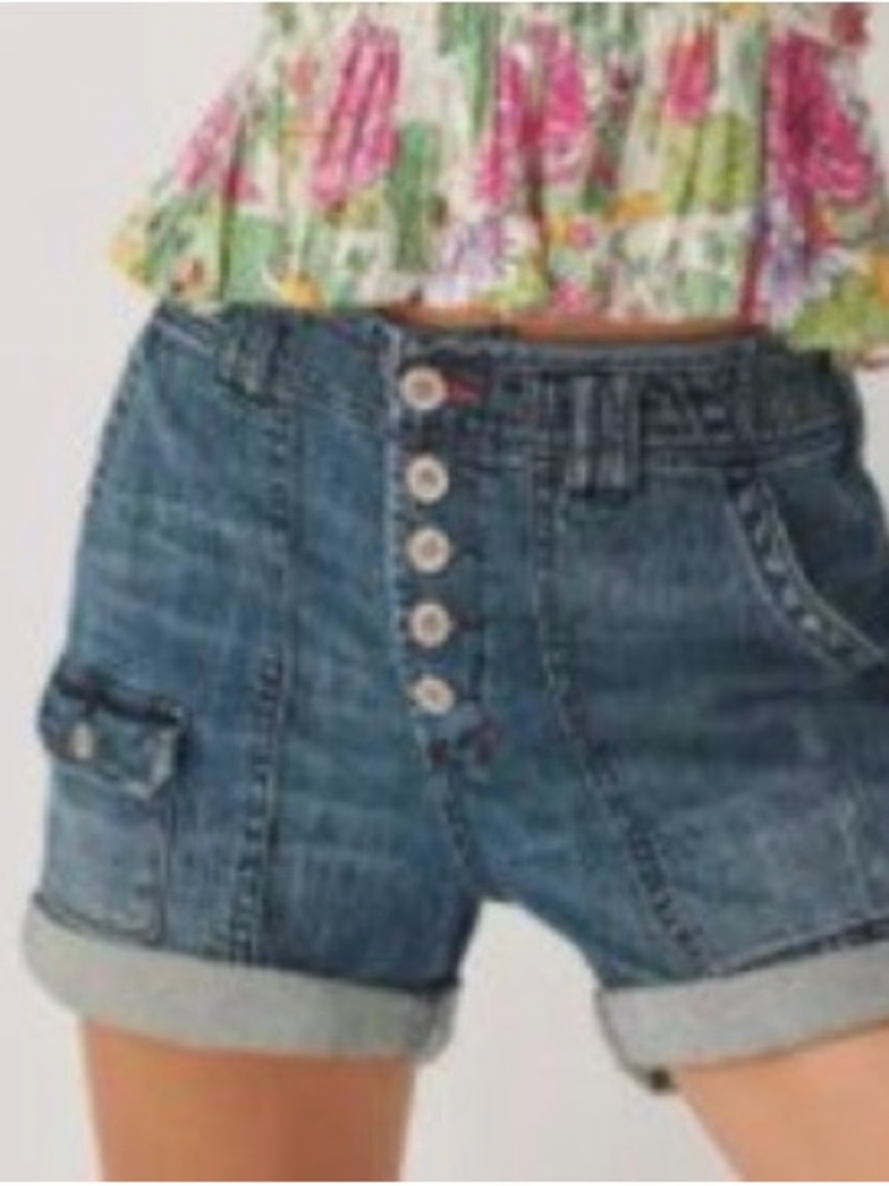 Anthropologie Pilcro High Rise The Wanderer Denim Shorts Button Front 26